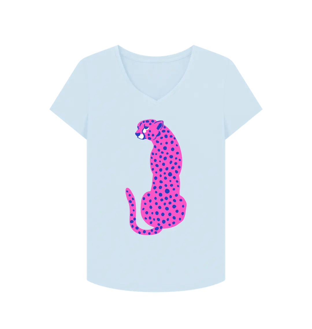 Pink cheetah V neck t-shirt - Trend Tonic
