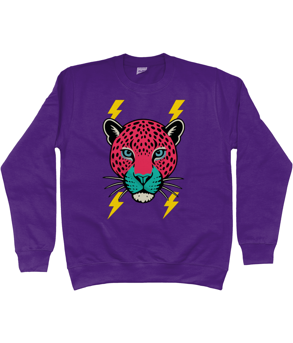 Pink face leopard lightning bolt sweatshirt - Trend Tonic