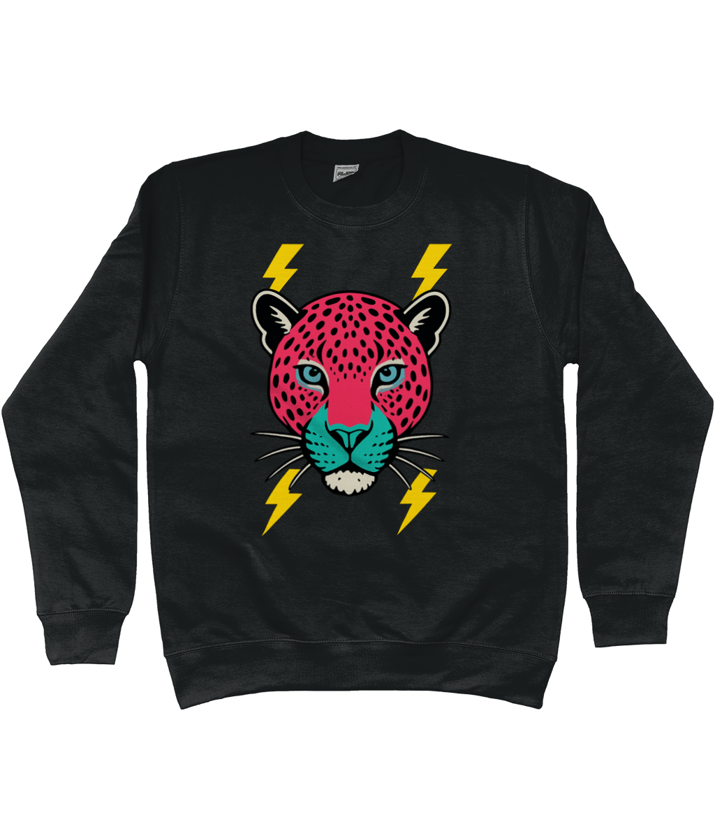 Pink face leopard lightning bolt sweatshirt - Trend Tonic