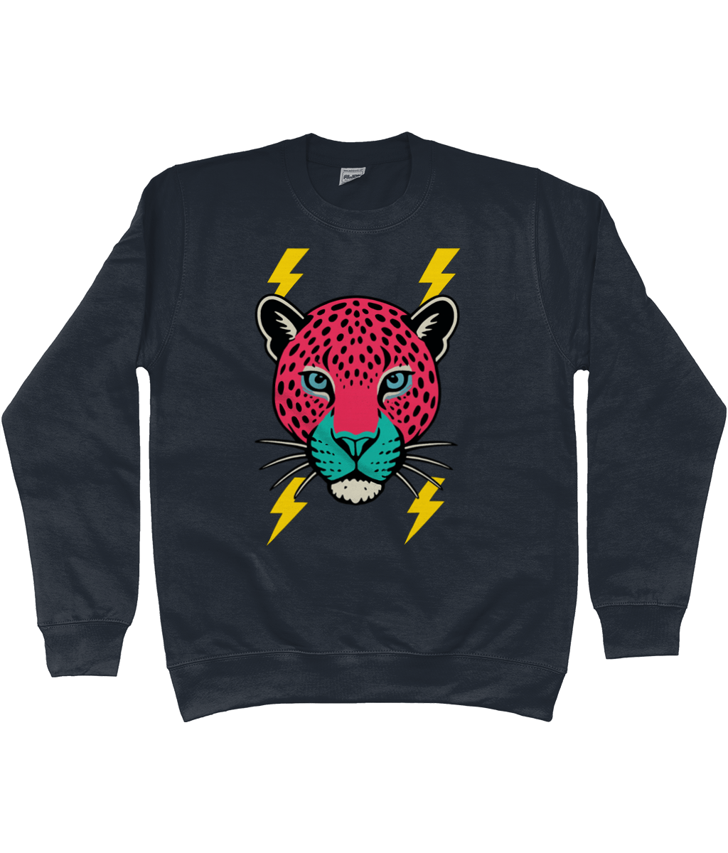 Pink face leopard lightning bolt sweatshirt - Trend Tonic
