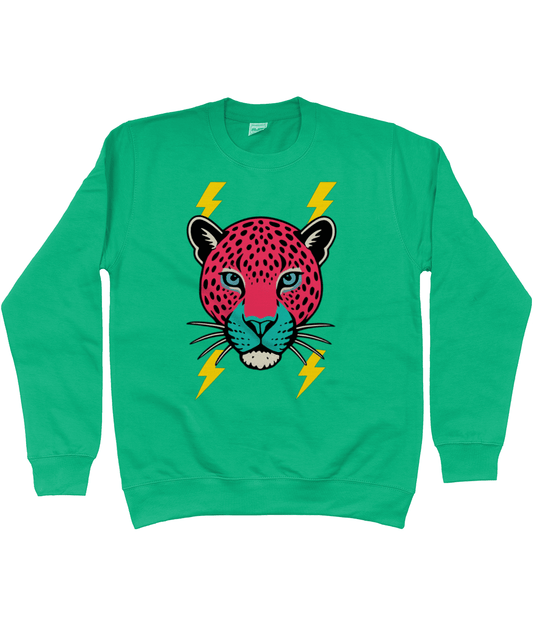 Pink face leopard lightning bolt sweatshirt - Trend Tonic
