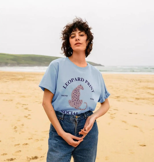 Pink leopard print social club relaxed fit t-shirt - Trend Tonic