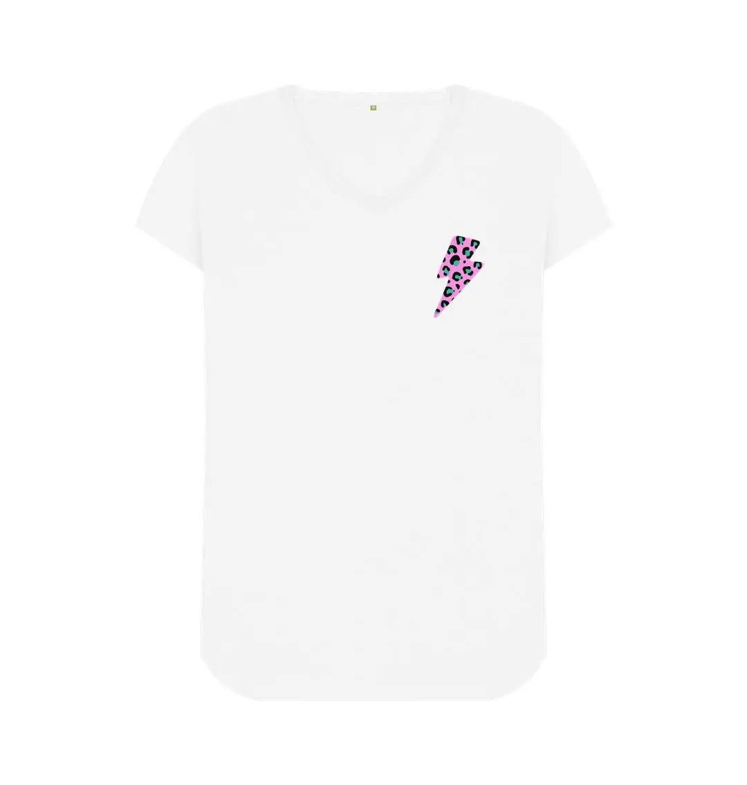 Pink leopard print V neck tshirt - Trend Tonic