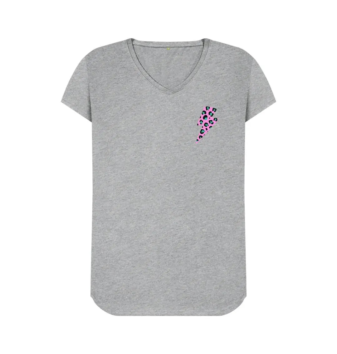 Pink leopard print V neck tshirt - Trend Tonic
