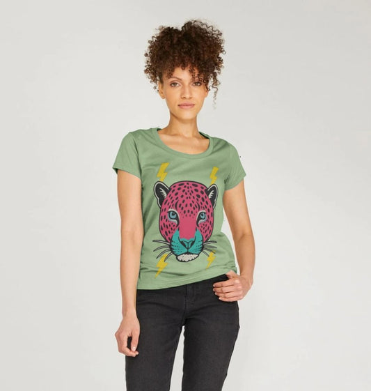 Pink leopard scoop neck t-shirt - Trend Tonic