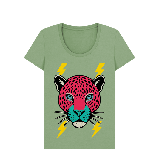 Pink leopard scoop neck t-shirt - Trend Tonic