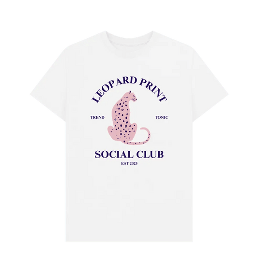 Pink leopard social club crew neck t-shirt - Trend Tonic