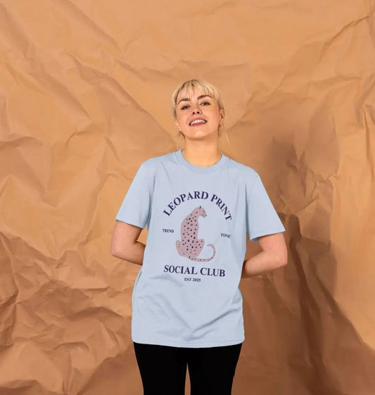 Pink leopard social club crew neck t-shirt - Trend Tonic