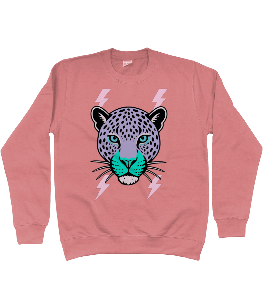 Purple face leopard lightning bolt sweatshirt - Trend Tonic