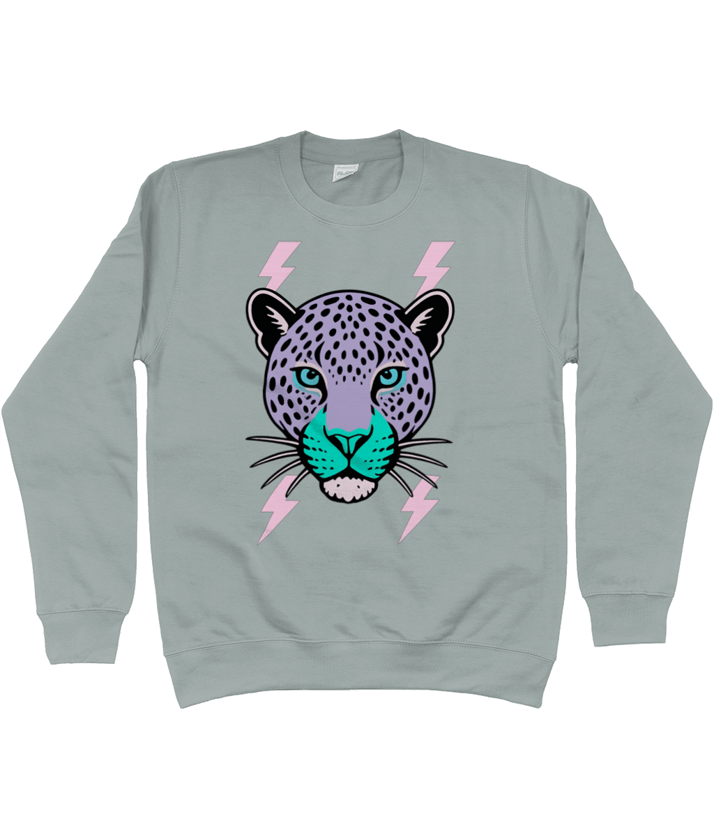 Purple face leopard lightning bolt sweatshirt - Trend Tonic