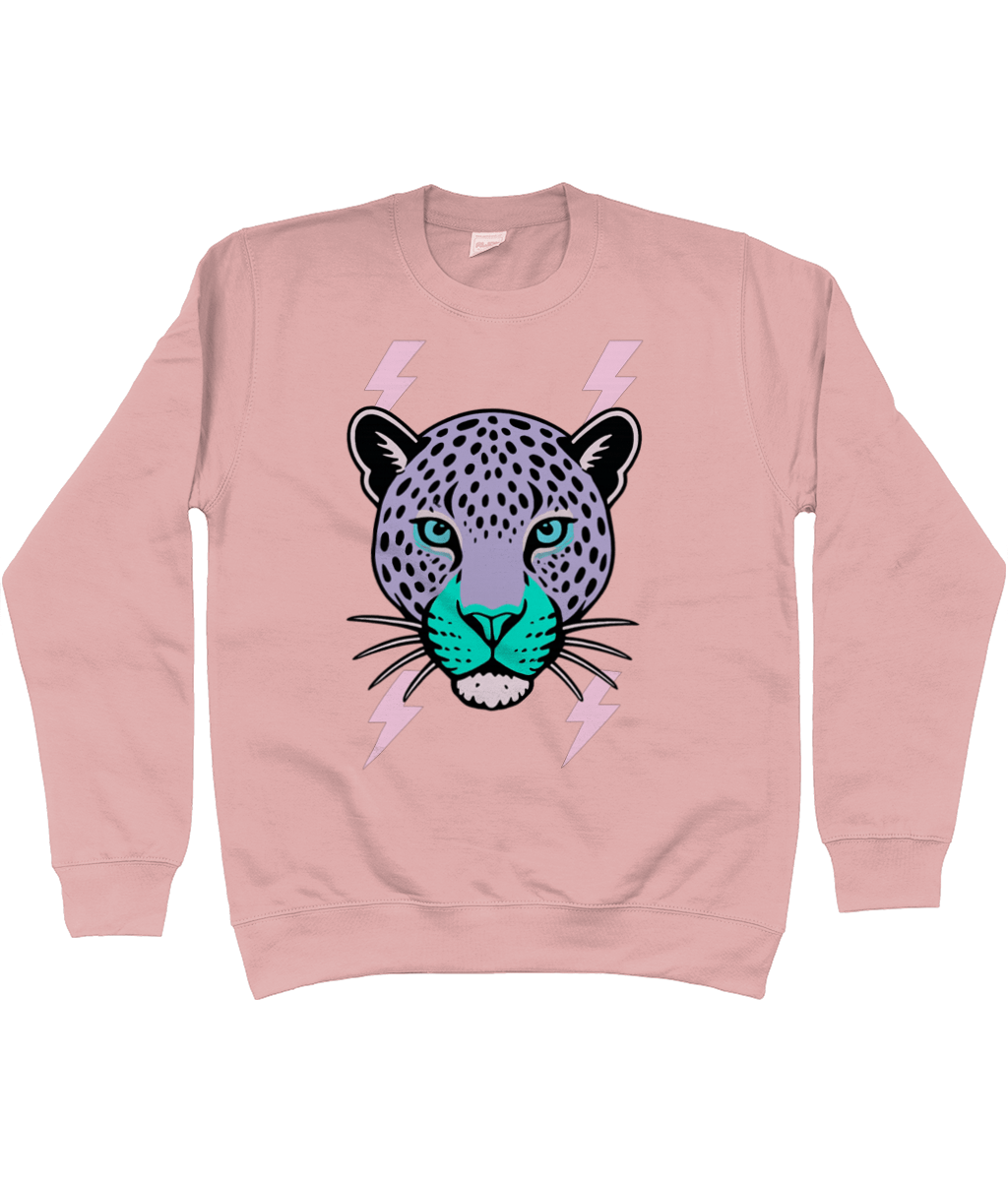 Purple face leopard lightning bolt sweatshirt - Trend Tonic
