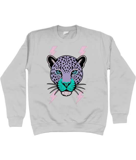 Purple face leopard lightning bolt sweatshirt - Trend Tonic