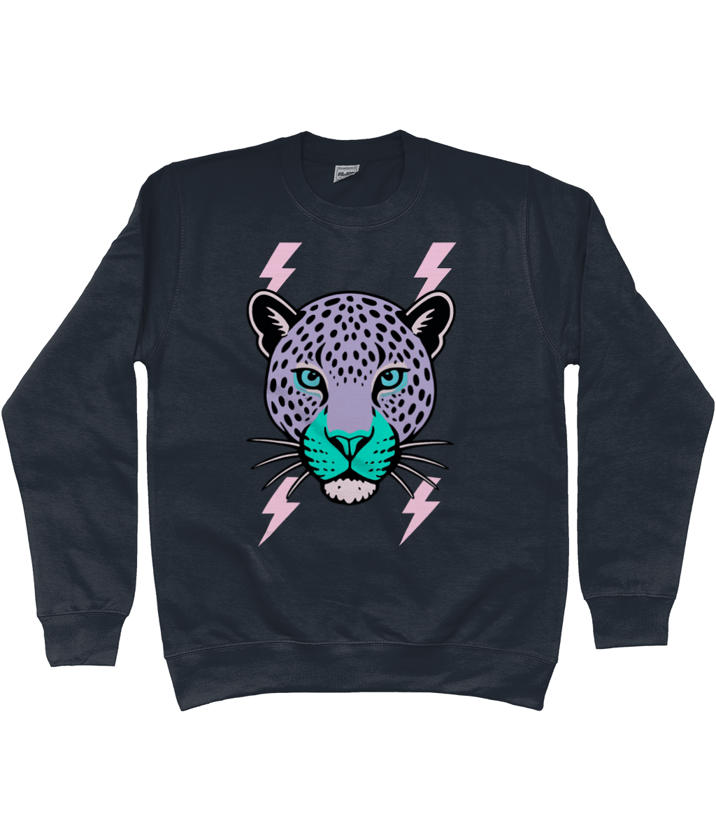 Purple face leopard lightning bolt sweatshirt - Trend Tonic