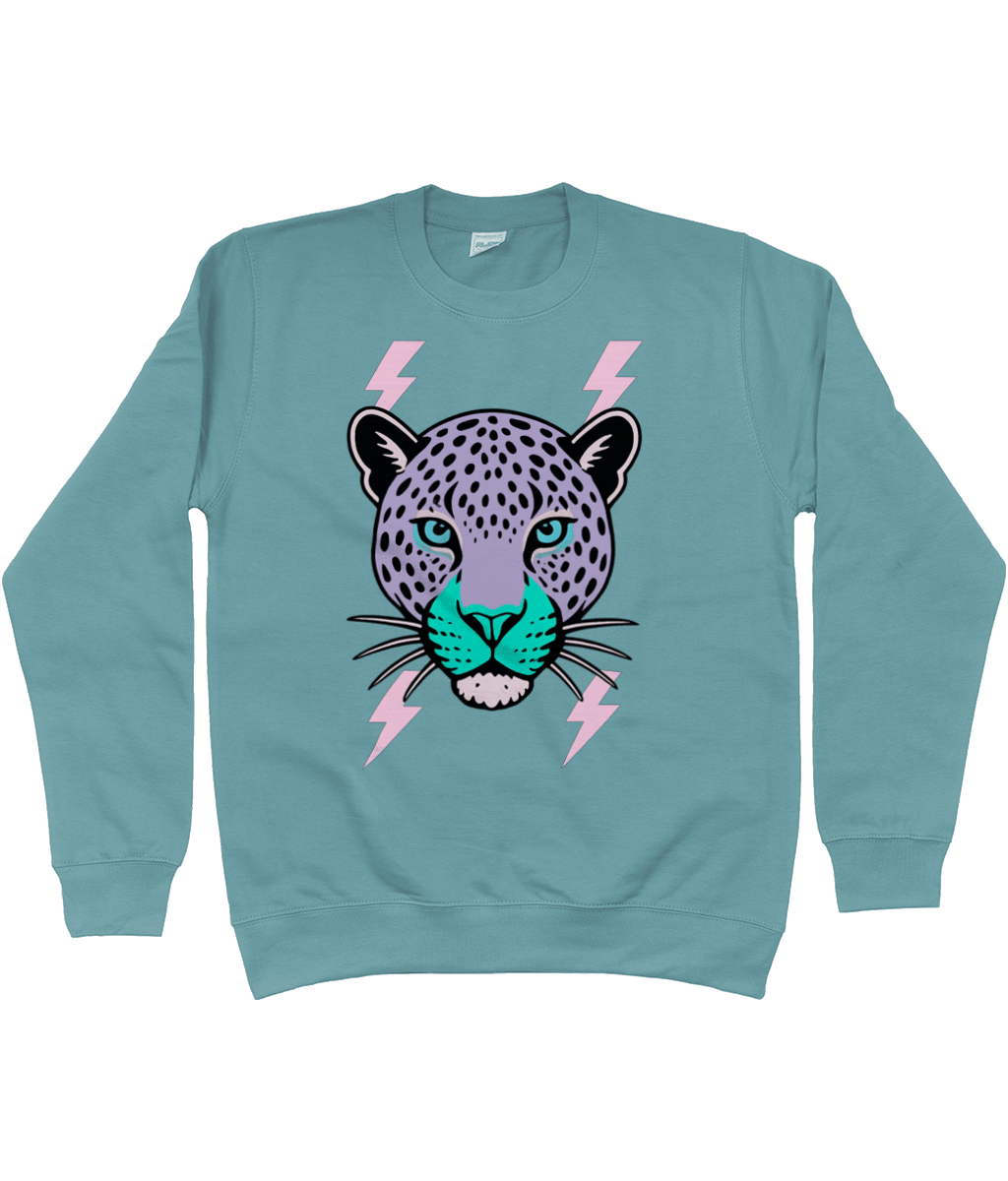 Purple face leopard lightning bolt sweatshirt - Trend Tonic