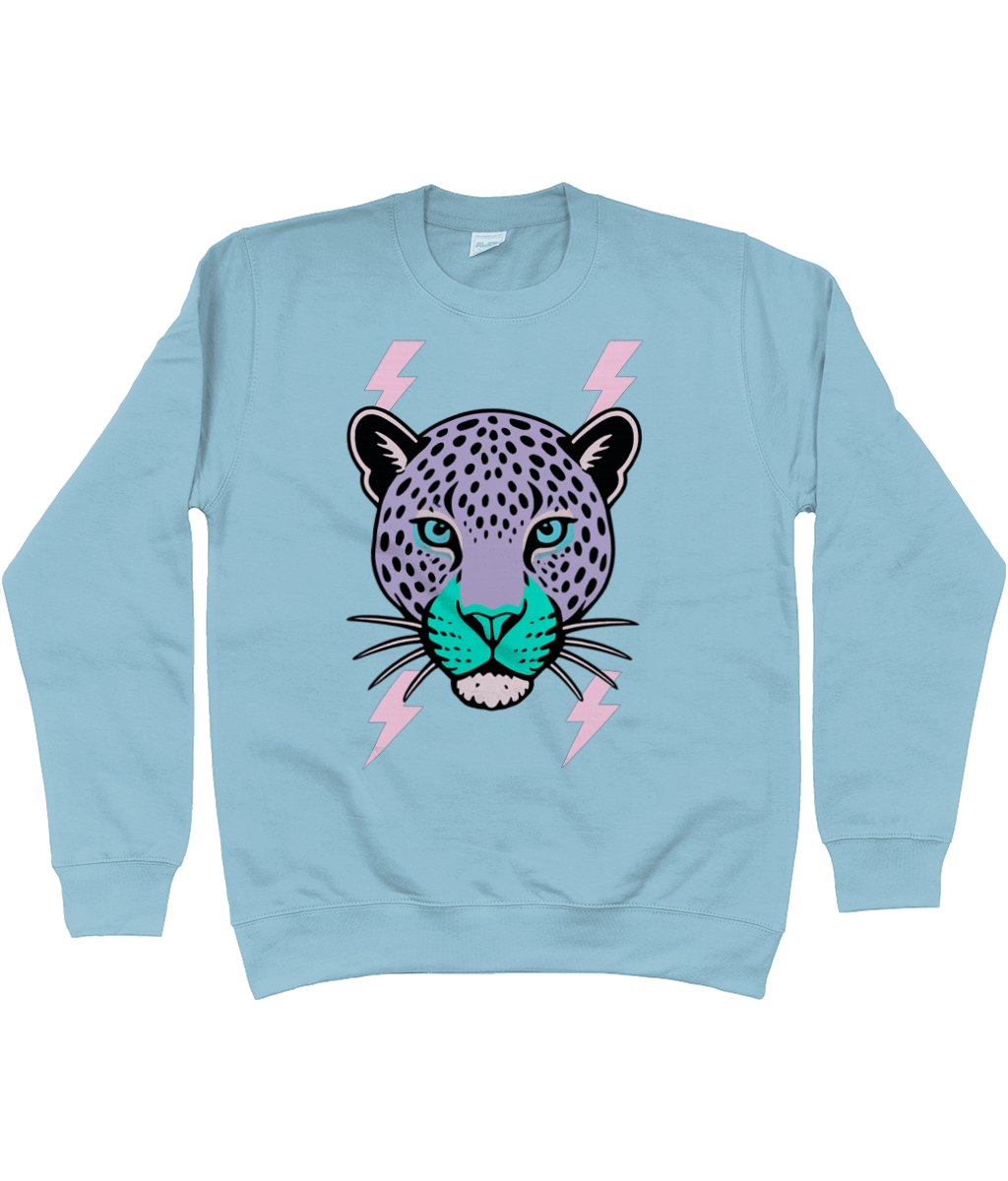 Purple face leopard lightning bolt sweatshirt - Trend Tonic