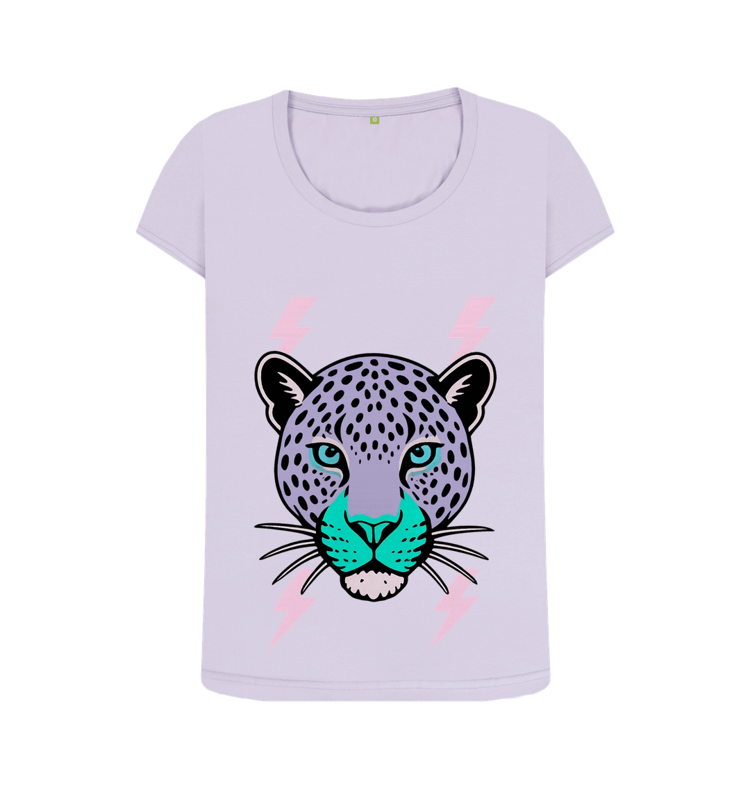 Purple leopard face scoop neck t-shirt - Trend Tonic