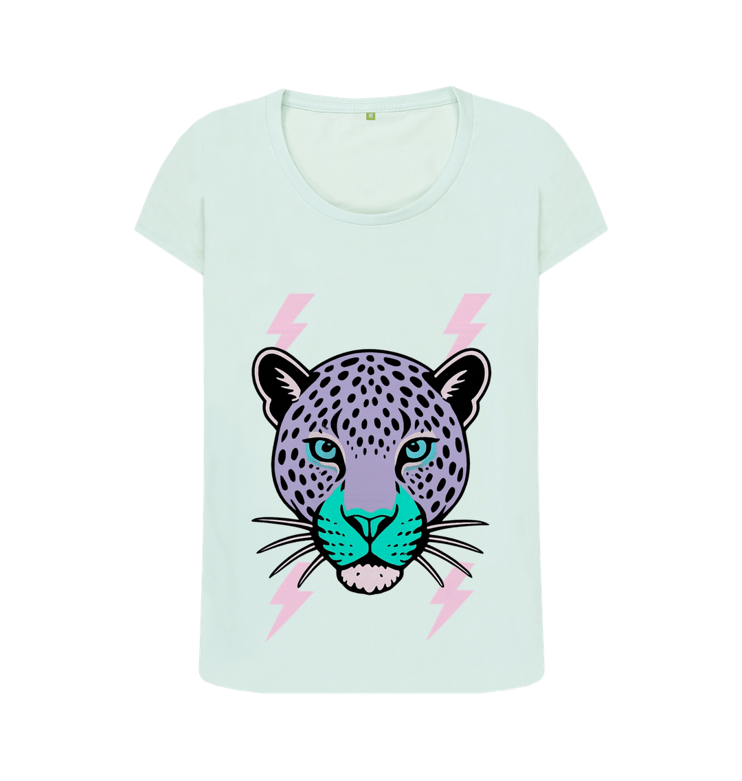 Purple leopard face scoop neck t-shirt - Trend Tonic