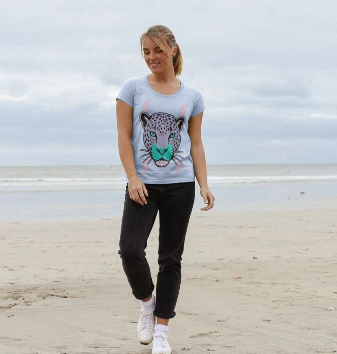 Purple leopard face scoop neck t-shirt - Trend Tonic