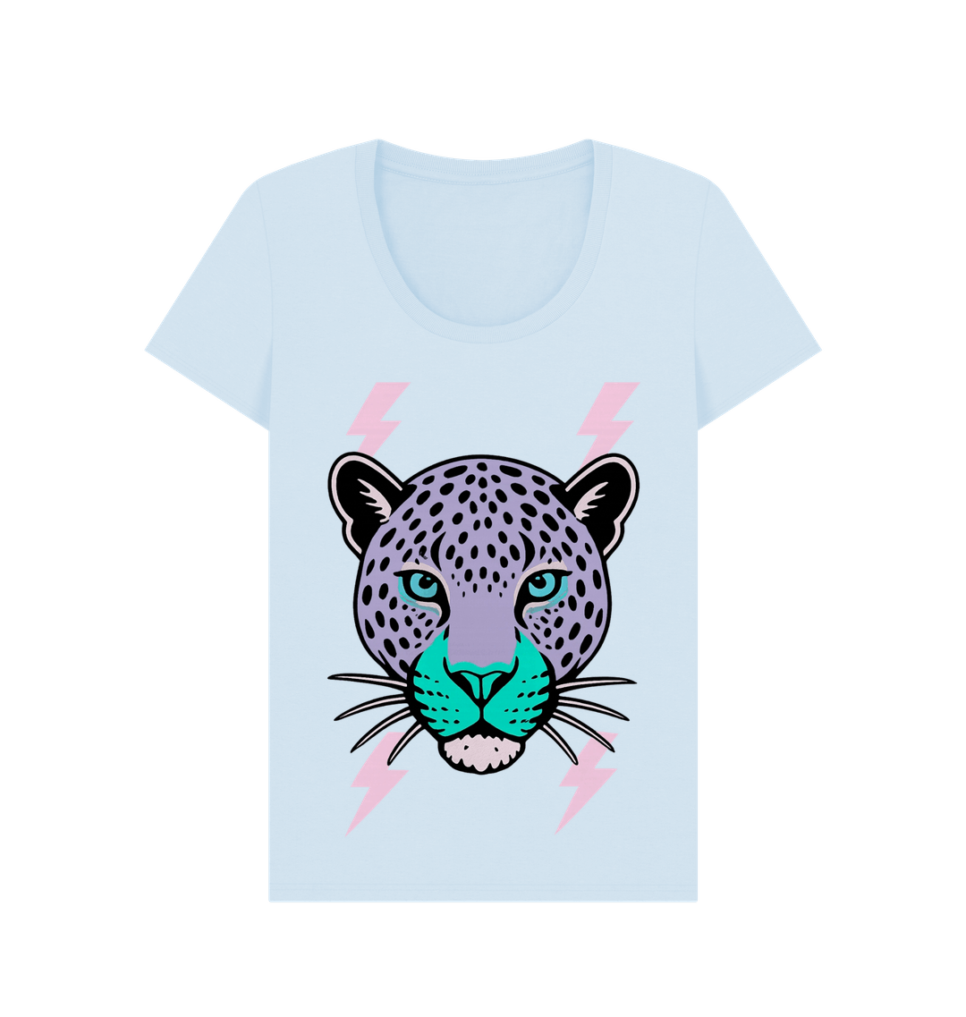 Purple leopard face scoop neck t-shirt - Trend Tonic