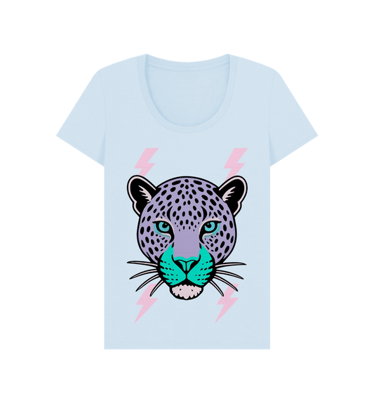 Purple leopard face scoop neck t-shirt - Trend Tonic