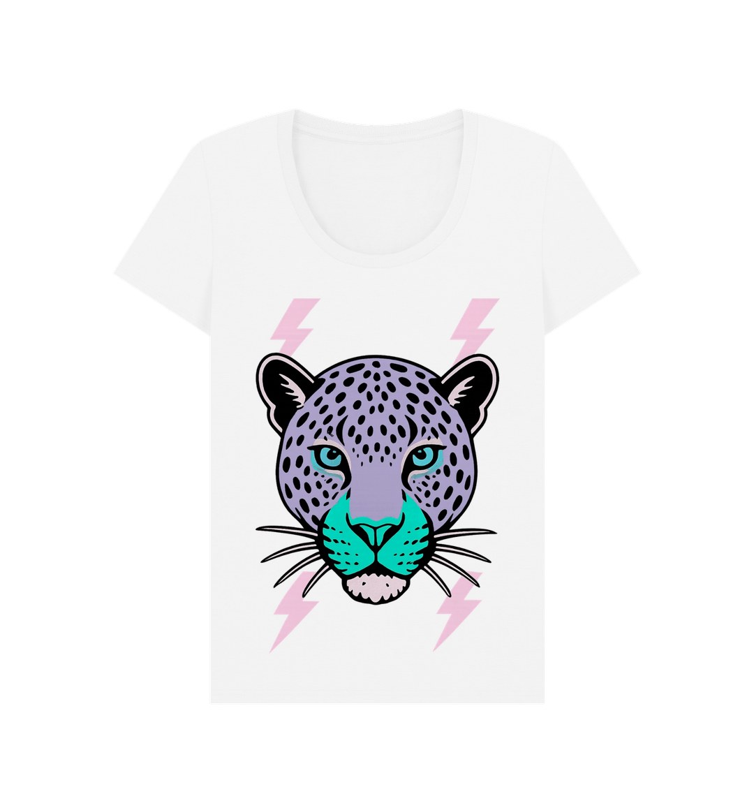 Purple leopard face scoop neck t-shirt - Trend Tonic