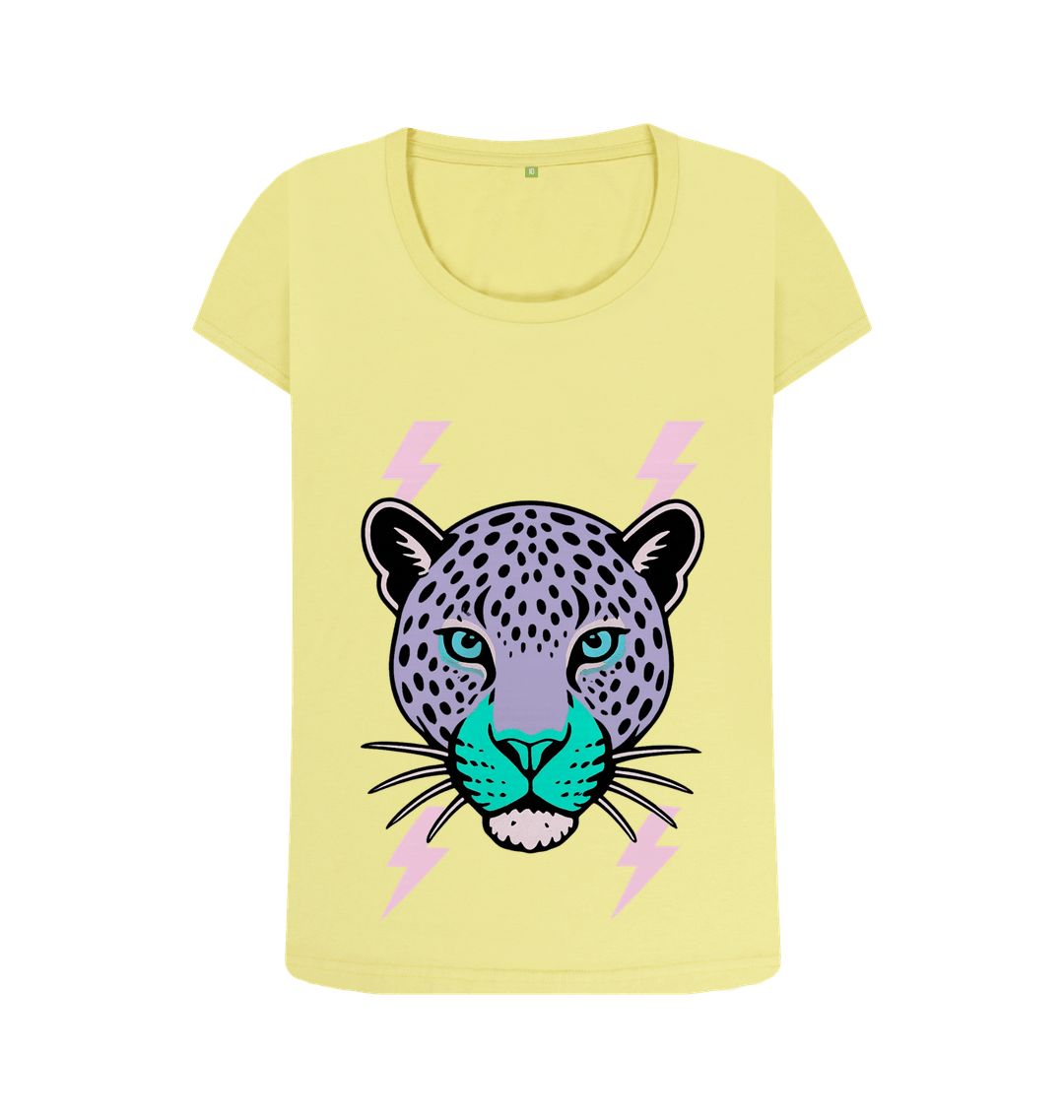 Purple leopard face scoop neck t-shirt - Trend Tonic