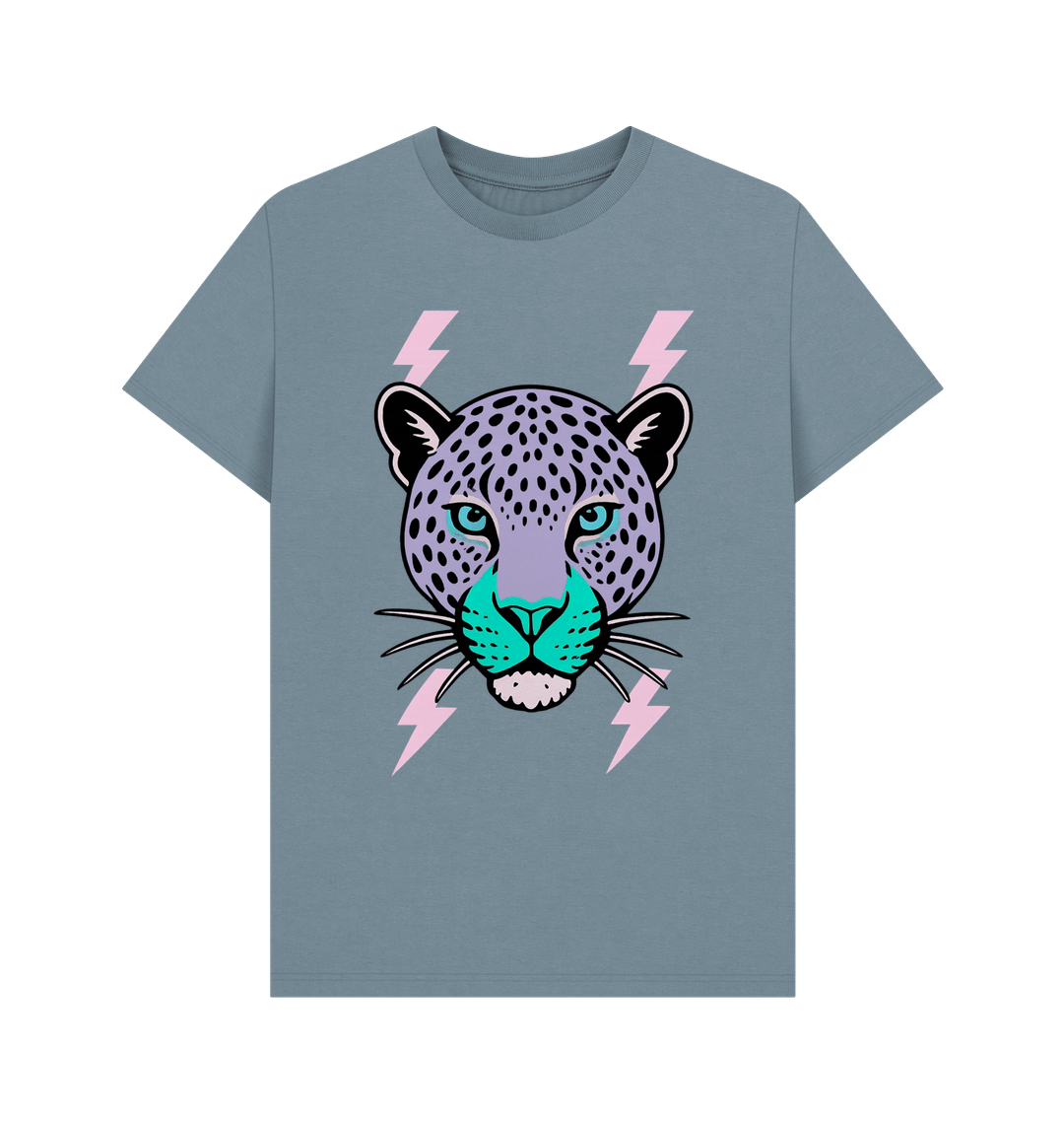 Purple leopard lightning bolt crew neck t-shirt - Trend Tonic