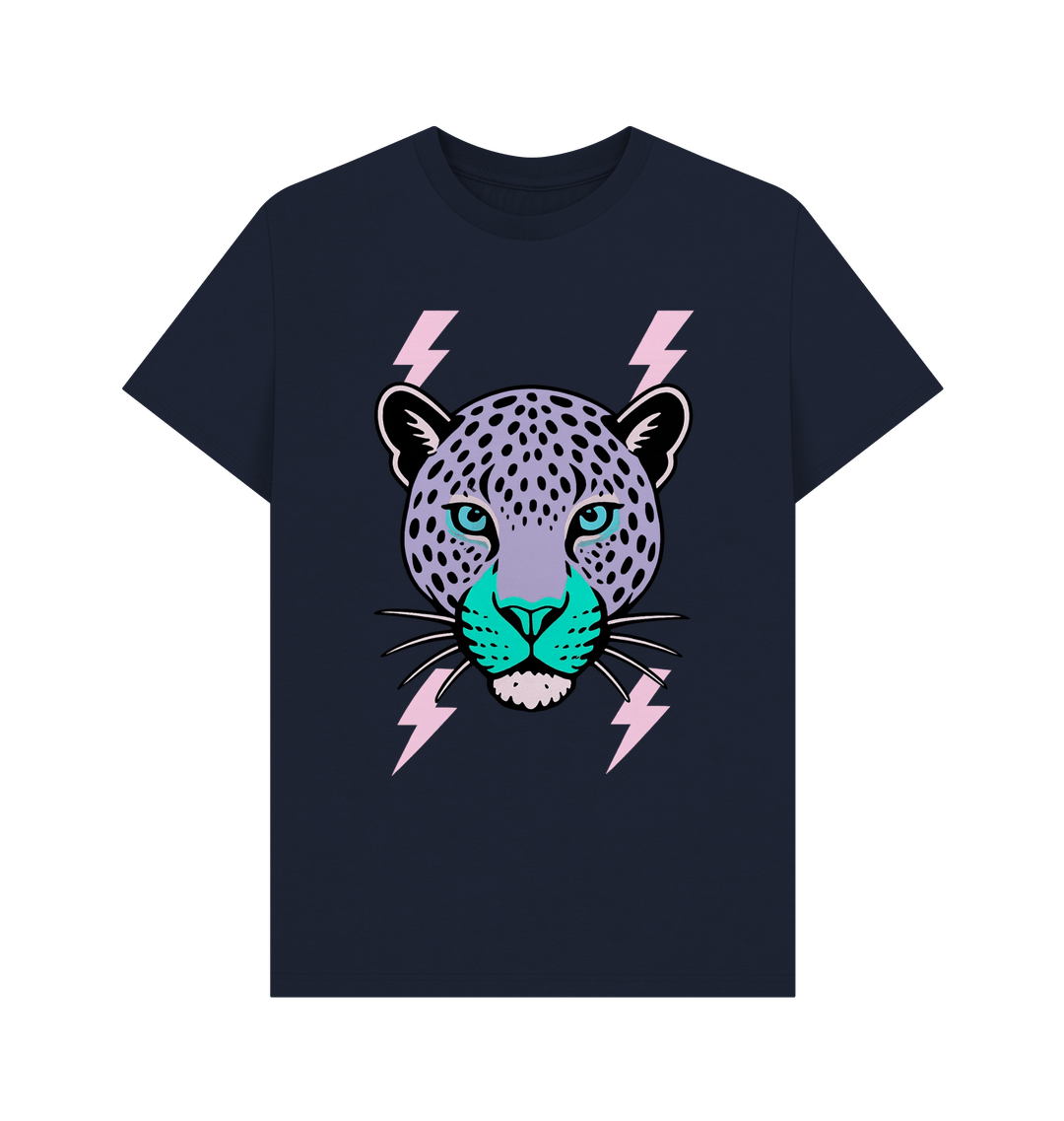 Purple leopard lightning bolt crew neck t-shirt - Trend Tonic