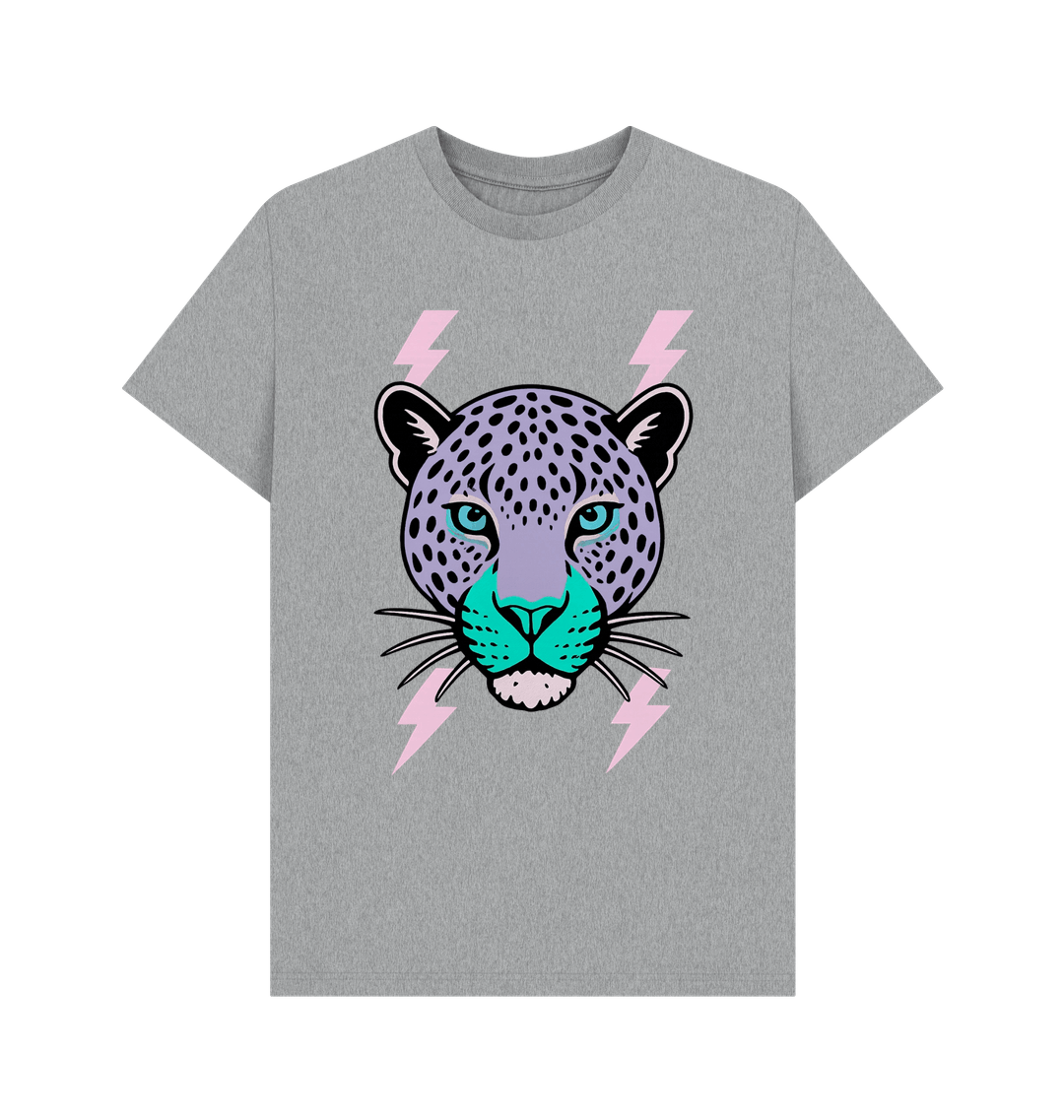 Purple leopard lightning bolt crew neck t-shirt - Trend Tonic