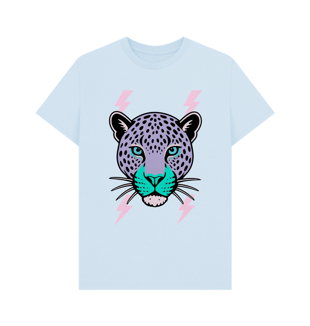 Purple leopard lightning bolt crew neck t-shirt - Trend Tonic