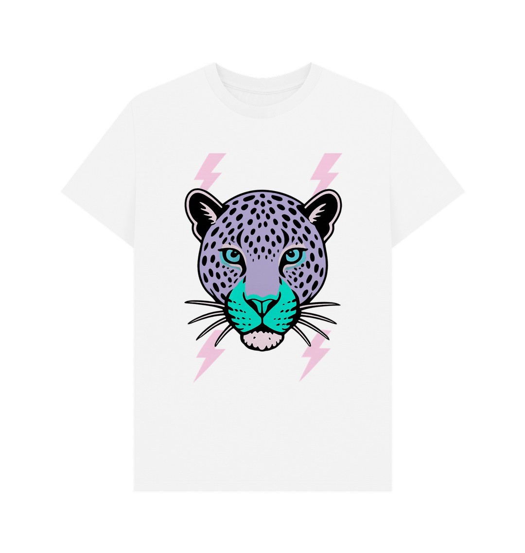 Purple leopard lightning bolt crew neck t-shirt - Trend Tonic