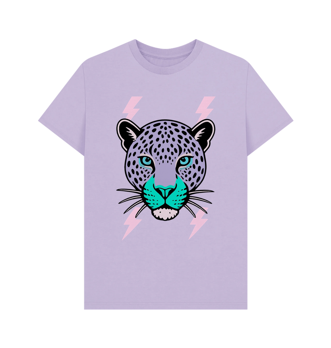 Purple leopard lightning bolt crew neck t-shirt - Trend Tonic
