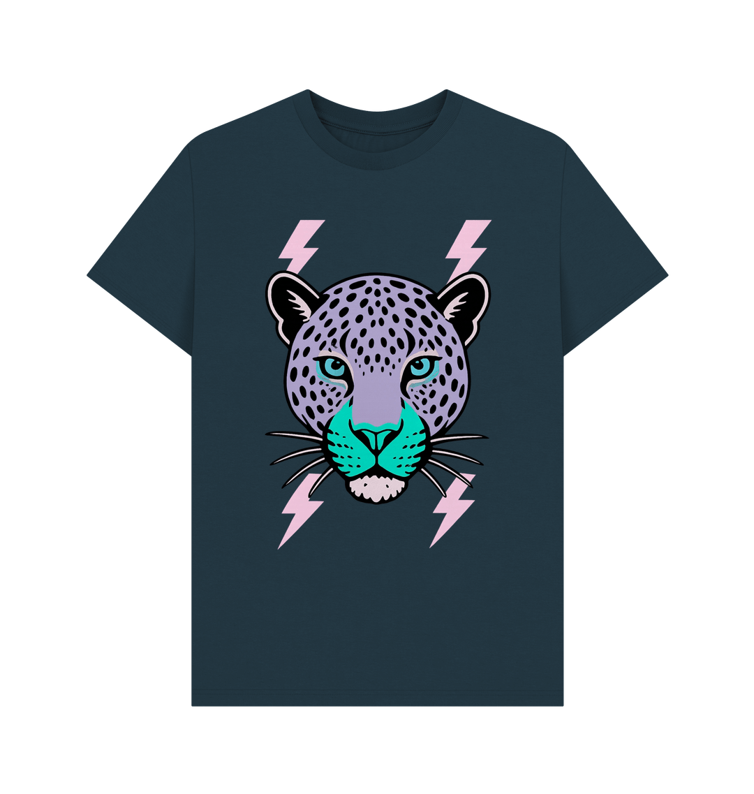 Purple leopard lightning bolt crew neck t-shirt - Trend Tonic