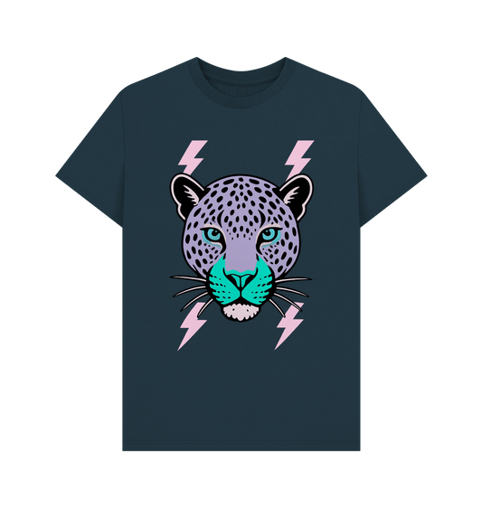 Purple leopard lightning bolt crew neck t-shirt - Trend Tonic