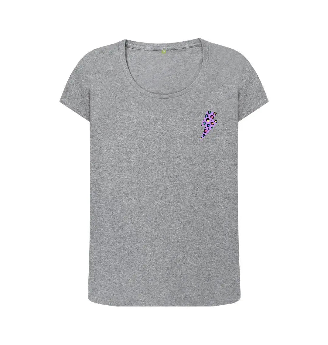 Rainbow leopard print scoop neck tshirt - Trend Tonic