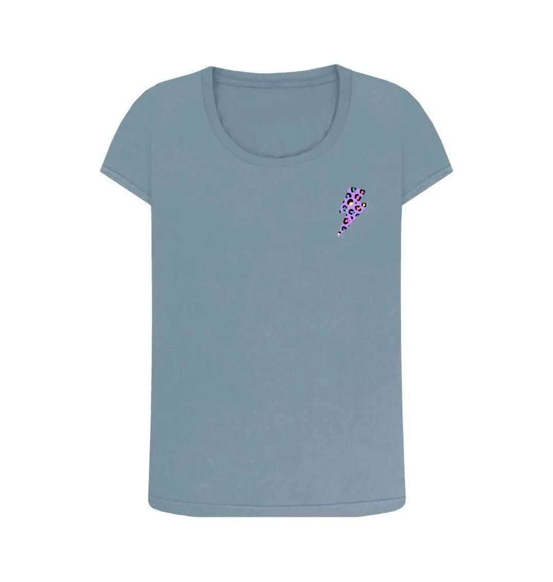 Rainbow leopard print scoop neck tshirt - Trend Tonic