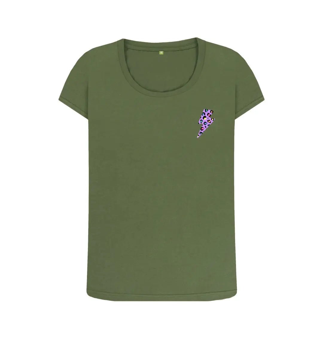 Rainbow leopard print scoop neck tshirt - Trend Tonic
