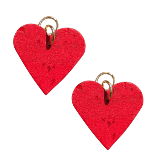Red and gold mini heart cork charms - Trend Tonic
