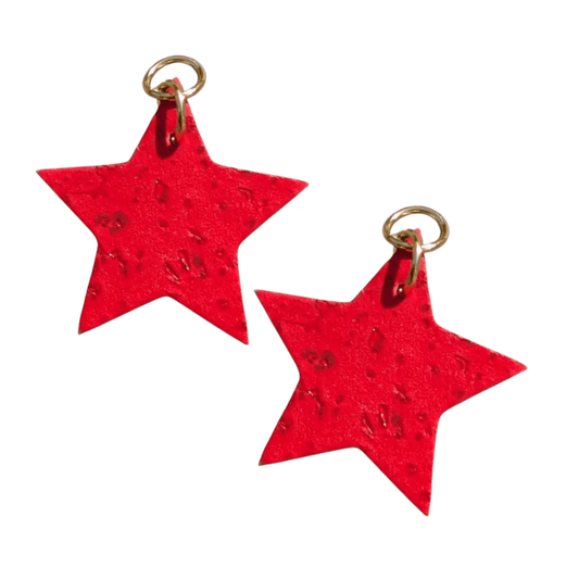 Red and gold mini star cork charms - Trend Tonic