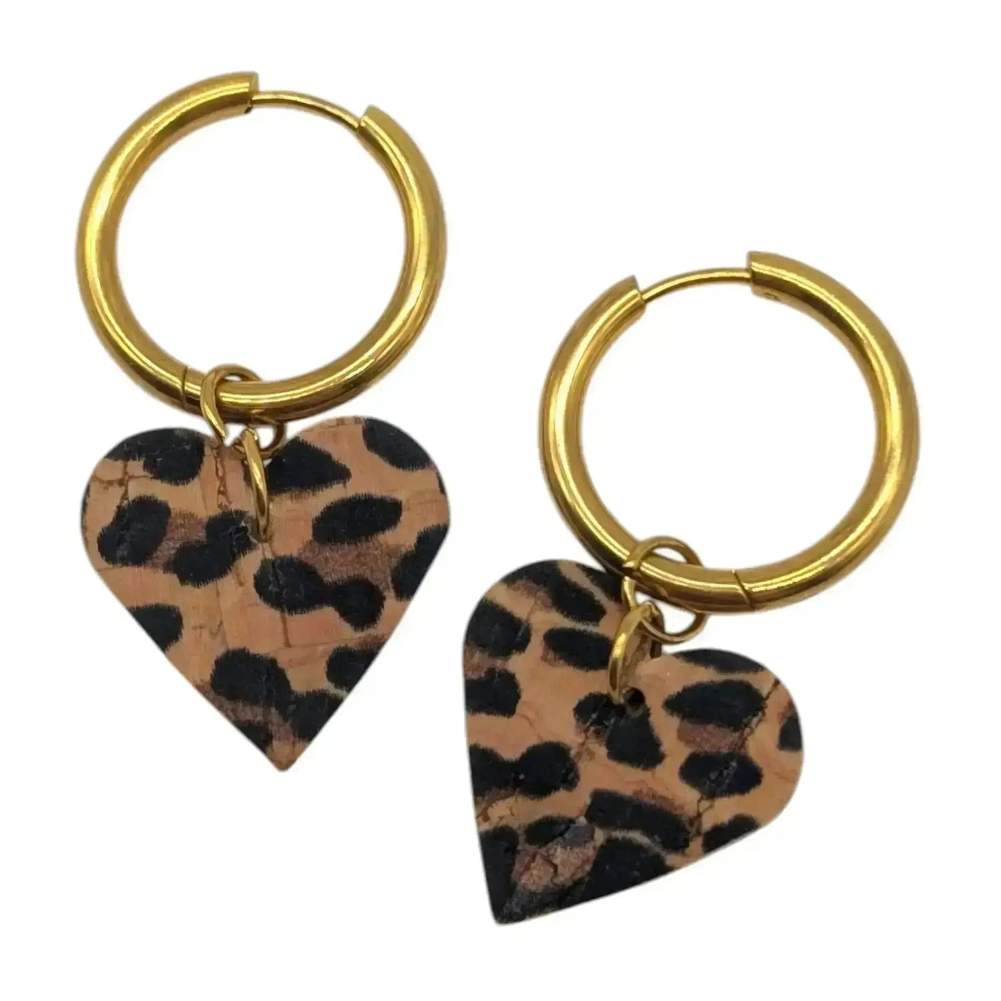 Red and leopard mini heart cork charms - Trend Tonic