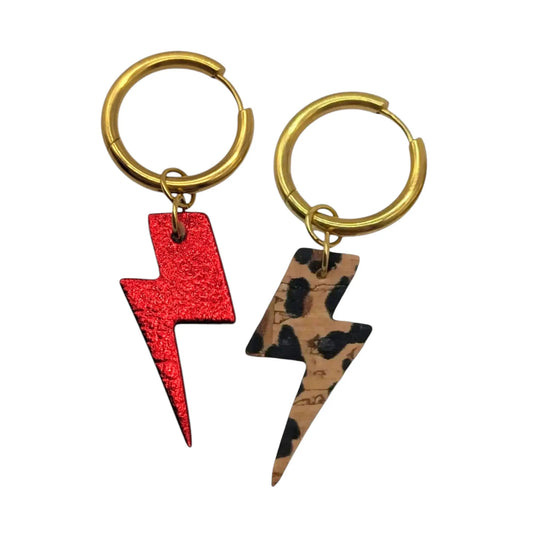 Red and leopard mini lightning bolt cork charms - Trend Tonic