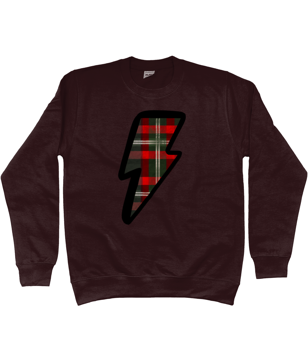 Red tartan lightning bolt sweatshirt - Trend Tonic