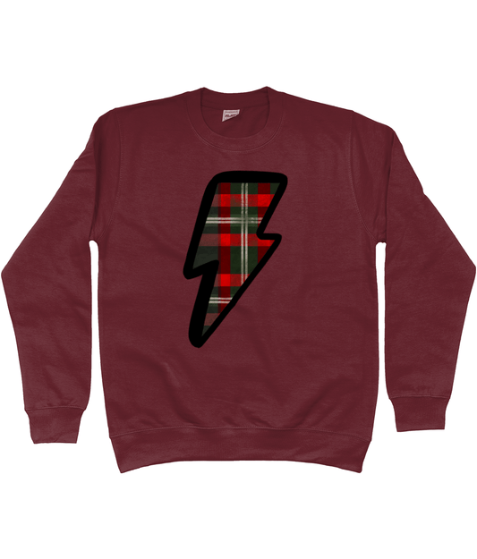 Red tartan lightning bolt sweatshirt - Trend Tonic