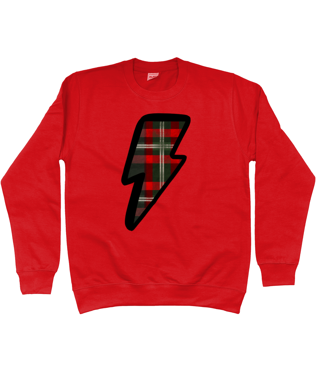 Red tartan lightning bolt sweatshirt - Trend Tonic