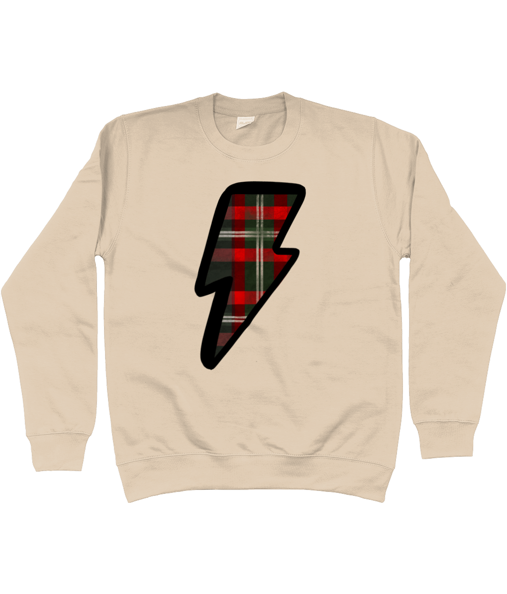 Red tartan lightning bolt sweatshirt - Trend Tonic