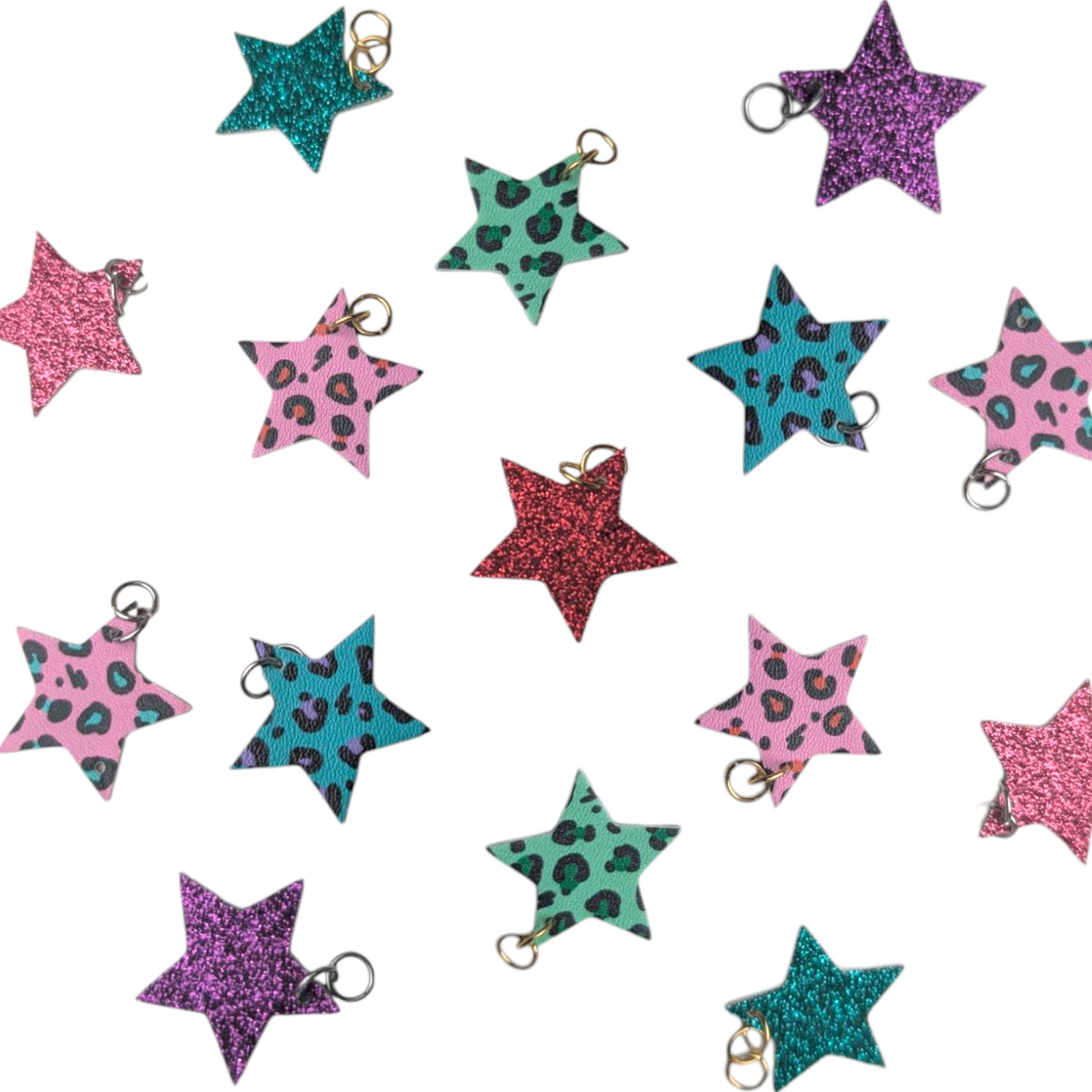 Leopard and glitter star flip the charms