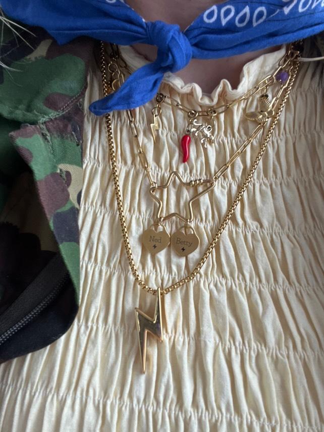 Long chunky lightning bolt necklace
