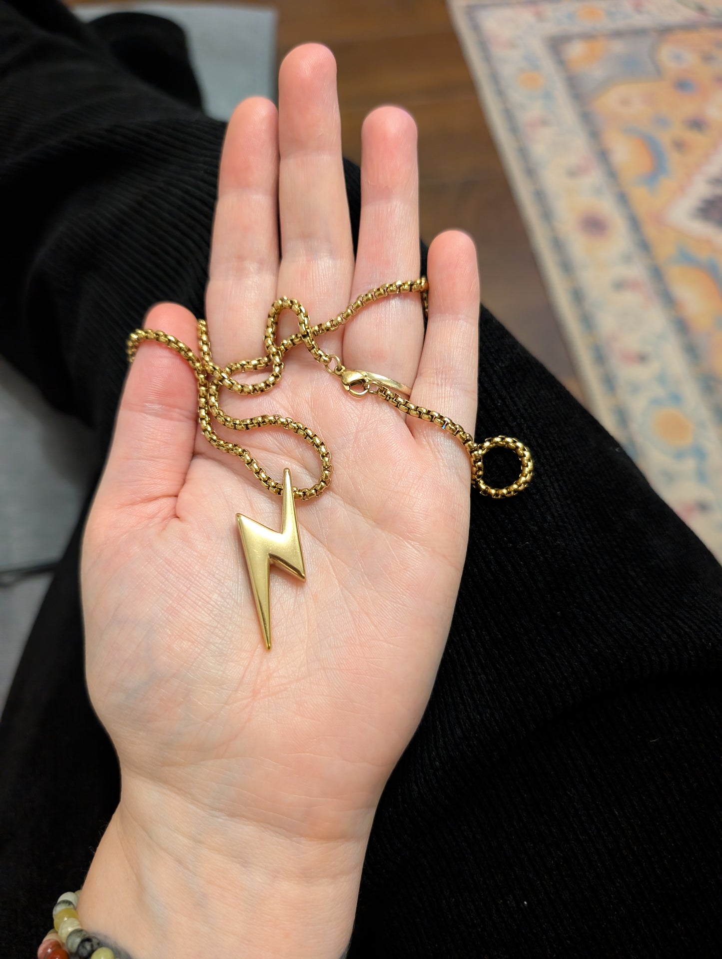 Long chunky lightning bolt necklace