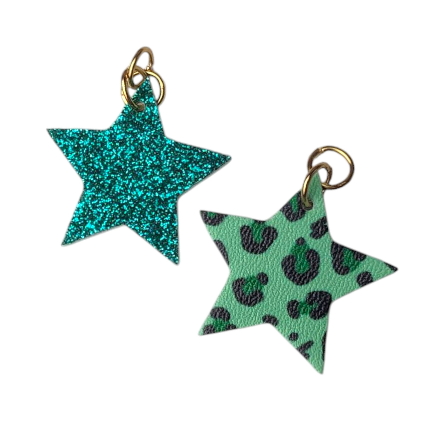 Leopard and glitter star flip the charms