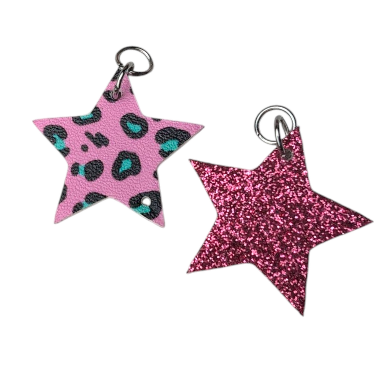 Leopard and glitter star flip the charms